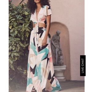 NEW Lulu’s White Two Piece Maxi Dress Skirt M